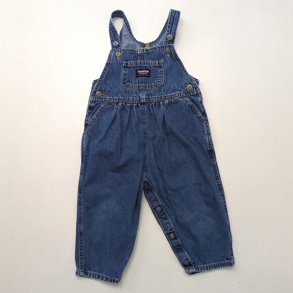 Vintage Oshkosh Bgosh Overalls Girls Size 24m Denim - Picture 1 of 5